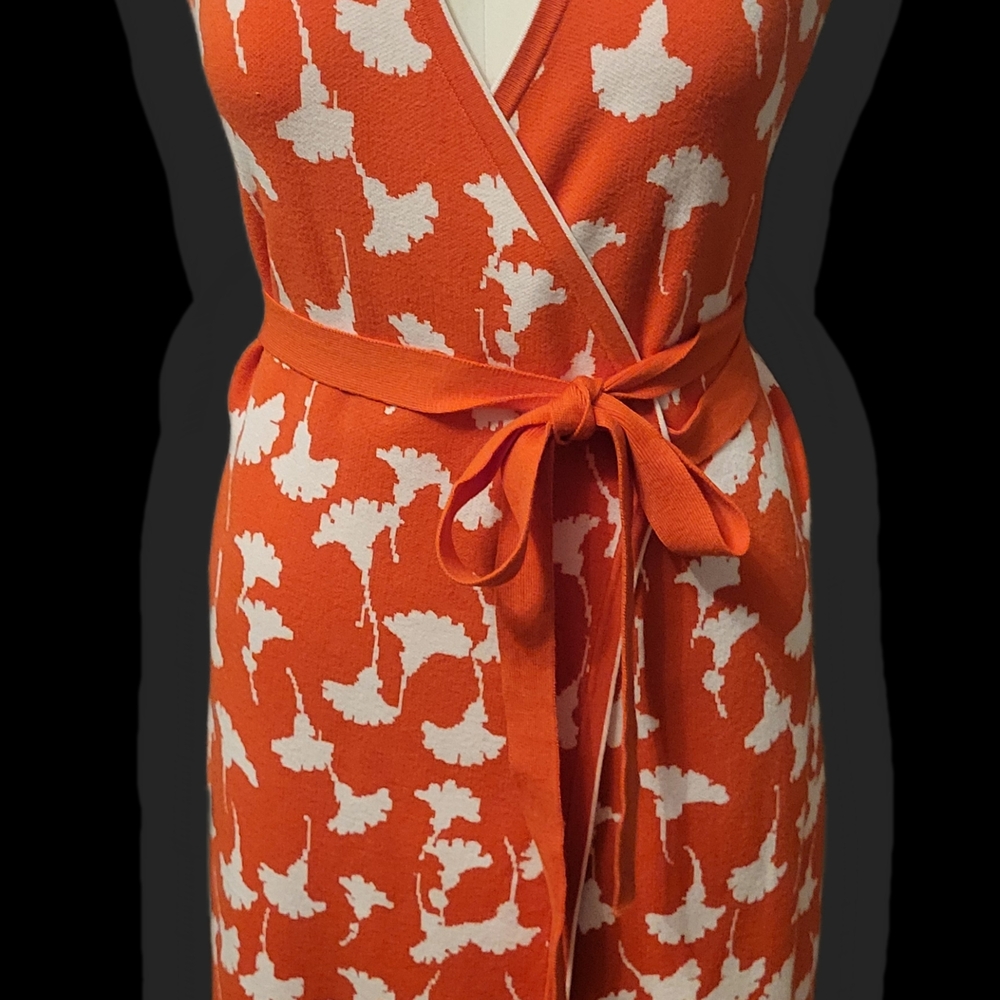 Diane Von Furstenberg Orange and White Floral Maxi Dress